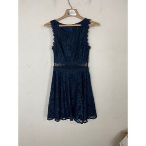 City Triangles Womens Dress 2 Teal Blue Emo Goth Punk Lace Fit Flare Mesh Hoco